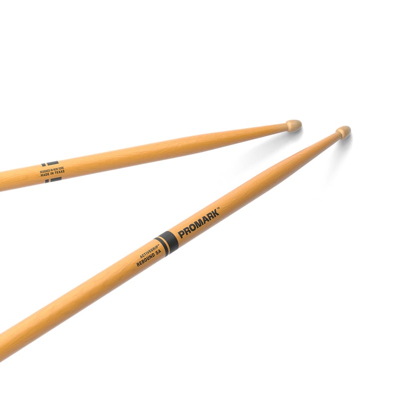 ProMark Forward Rebound 5A ActiveGrip Drumsticks, R5AAGC, Tacky Active Grip Finish, Clear Drum Sticks, Acorn Tip, Hickory Wood - 1 Pair - Image 1